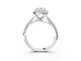 White gold Oval Cut Halo Pave Band Four-Prong Setting Ring_75