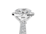 White gold Oval Cut Halo Pave Band Four-Prong Setting Ring_77