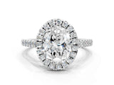 White gold Oval Cut Halo Pave Diamond Engagement Ring with Four-Prong Setting_8