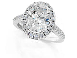 White gold Oval Cut Halo Pave Diamond Engagement Ring with Four-Prong Setting_9