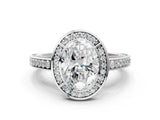 White gold Oval Cut Halo Pave Split Shank Prong Setting Ring_45