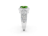 White gold Oval Cut Halo Peridot Ring with Split Shank and Four-Prong Setting_2