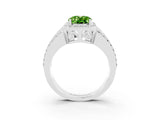White gold Oval Cut Halo Peridot Ring with Split Shank and Four-Prong Setting_3