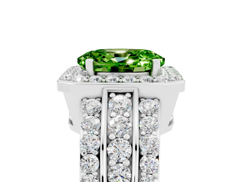 White gold Oval Cut Halo Peridot Ring with Split Shank and Four-Prong Setting_5
