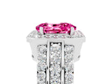 White gold Oval Cut Halo Pink Sapphire Ring with Split Shank and Four-Prong Setting_29