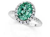 White gold Oval Cut Halo Round Diamond Pavé Band Four-Prong Ring_1
