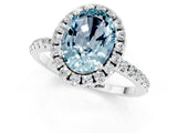White gold Oval Cut Halo Round Diamond Pavé Band Four-Prong Ring_1