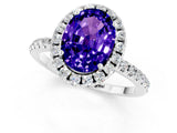 White gold Oval Cut Halo Round Diamond Pavé Band Four-Prong Ring_1