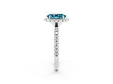 White gold Oval Cut Halo Round Diamond Pavé Band Four-Prong Ring_2