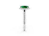 White gold Oval Cut Halo Round Diamond Pavé Band Four-Prong Ring_2