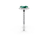 White gold Oval Cut Halo Round Diamond Pavé Band Four-Prong Ring_2