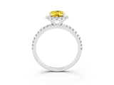 White gold Oval Cut Halo Round Diamond Pavé Band Four-Prong Ring_3