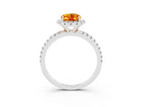 White gold Oval Cut Halo Round Diamond Pavé Band Four-Prong Ring_3