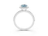 White gold Oval Cut Halo Round Diamond Pavé Band Four-Prong Ring_3