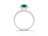 White gold Oval Cut Halo Round Diamond Pavé Band Four-Prong Ring_3
