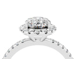 White gold Oval Cut Halo Round Diamond Pavé Band Four-Prong Ring_4