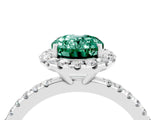 White gold Oval Cut Halo Round Diamond Pavé Band Four-Prong Ring_4