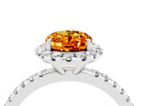 White gold Oval Cut Halo Round Diamond Pavé Band Four-Prong Ring_4