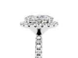 White gold Oval Cut Halo Round Diamond Pavé Band Four-Prong Ring_5