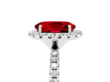 White gold Oval Cut Halo Round Diamond Pavé Band Four-Prong Ring_5
