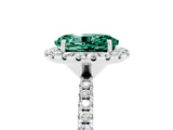 White gold Oval Cut Halo Round Diamond Pavé Band Four-Prong Ring_5