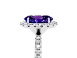 White gold Oval Cut Halo Round Diamond Pavé Band Four-Prong Ring_5