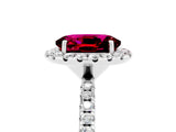 White gold Oval Cut Halo Round Diamond Pavé Band Four-Prong Ring_5