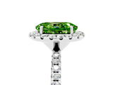 White gold Oval Cut Halo Round Diamond Pavé Band Four-Prong Ring_5