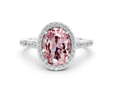 White gold Oval Cut Halo Round Diamond Pavé Band with Four-Prong Setting