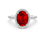 White gold Oval Cut Halo Round Diamond Pavé Band with Four-Prong Setting