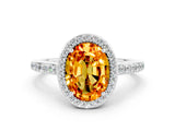 White gold Oval Cut Halo Round Diamond Pavé Band with Four-Prong Setting