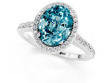 White gold Oval Cut Halo Round Diamond Pavé Band with Four-Prong Setting_1