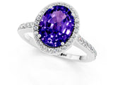 White gold Oval Cut Halo Round Diamond Pavé Band with Four-Prong Setting_1