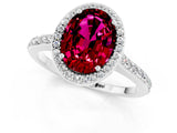 White gold Oval Cut Halo Round Diamond Pavé Band with Four-Prong Setting_1