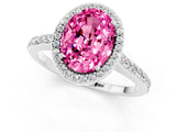 White gold Oval Cut Halo Round Diamond Pavé Band with Four-Prong Setting_1