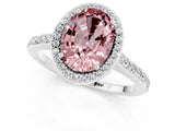 White gold Oval Cut Halo Round Diamond Pavé Band with Four-Prong Setting_1