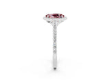 White gold Oval Cut Halo Round Diamond Pavé Band with Four-Prong Setting_2
