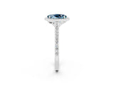 White gold Oval Cut Halo Round Diamond Pavé Band with Four-Prong Setting_2