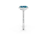 White gold Oval Cut Halo Round Diamond Pavé Band with Four-Prong Setting_2