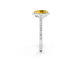 White gold Oval Cut Halo Round Diamond Pavé Band with Four-Prong Setting_2