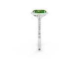 White gold Oval Cut Halo Round Diamond Pavé Band with Four-Prong Setting_2