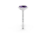 White gold Oval Cut Halo Round Diamond Pavé Band with Four-Prong Setting_2