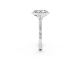 White gold Oval Cut Halo Round Diamond Pavé Band with Four-Prong Setting_2