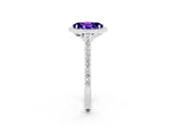 White gold Oval Cut Halo Round Diamond Pavé Band with Four-Prong Setting_2