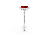 White gold Oval Cut Halo Round Diamond Pavé Band with Four-Prong Setting_2