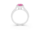 White gold Oval Cut Halo Round Diamond Pavé Band with Four-Prong Setting_3