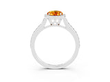 White gold Oval Cut Halo Round Diamond Pavé Band with Four-Prong Setting_3