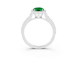 White gold Oval Cut Halo Round Diamond Pavé Band with Four-Prong Setting_3