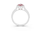 White gold Oval Cut Halo Round Diamond Pavé Band with Four-Prong Setting_3
