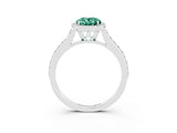 White gold Oval Cut Halo Round Diamond Pavé Band with Four-Prong Setting_3